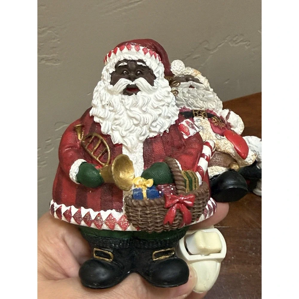 Vintage African American Black Santa Claus Plug In Night Light Lot of 3 WORKING